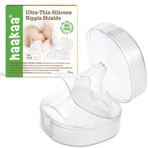 Haakaa Nippleshield Silicone Nipple Shields for Breastfeeding with Carry Case Ultra-Thin Super-Soft (15mm, 2pk)
