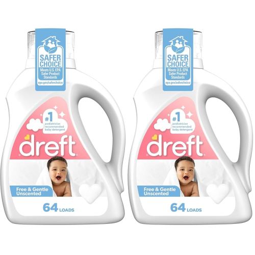 Dreft Liquid Laundry Baby Detergent Unscented 92 fl oz 64 loads (Pack of 2)