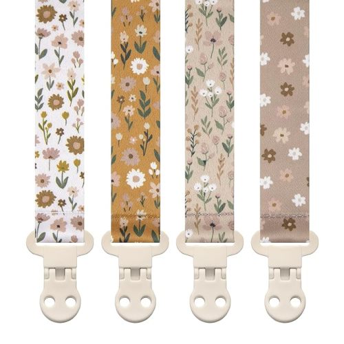 Stadela Baby Pacifier Clip Leash Soothie Holder for Girl 4 Pack Gift Set Universal Fit