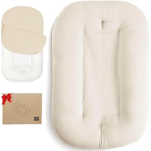 Floor Seats & Loungers, Lounger Pillow for 0-24 Months, Soft Cotton Breathable (Beige)