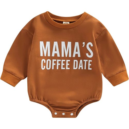 Kuriozud Newborn Baby Boy Girl Bubble Romper Funny Letter Long Sleeve Oversized Sweater Tops Fall Winter Clothes