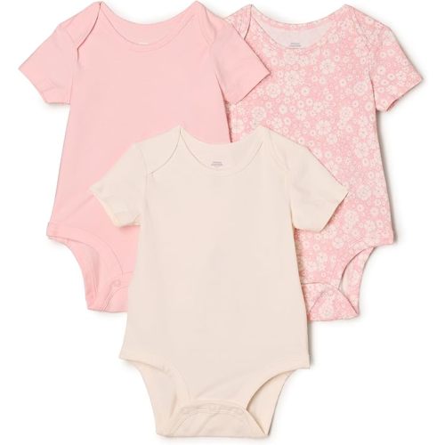 Amazon Essentials x Sofia Grainge Unisex Babies' Short Sleeve Crewneck Bodysuit, Pack of 3