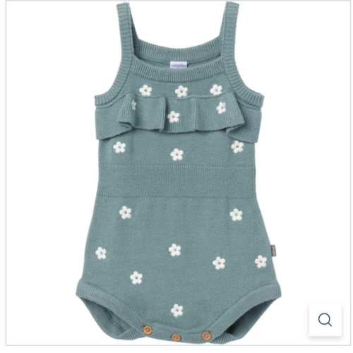 Baby Girls Teal Floral Jersey Sunsuit Romper – Gerber Childrenswear
