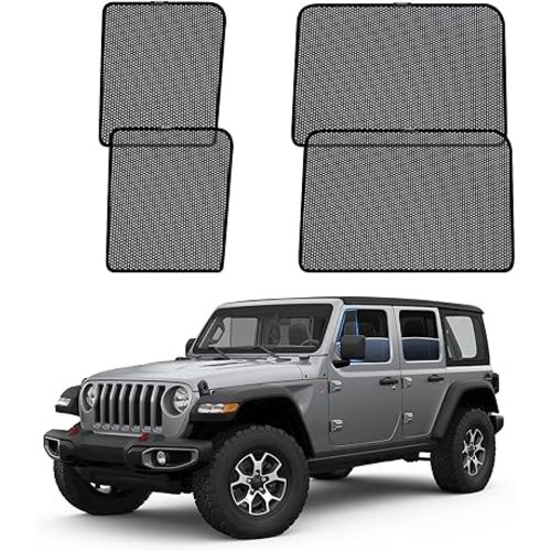 ZATOOTO Car Window Shades for Jeep Wrangler 2019-2024, Car Side Window Sun Shade Breathable Mesh Sun Blocker for Baby, Protection from 99% UV Rays and Glare for Camp Nap Relax(Excluding Hybrids)