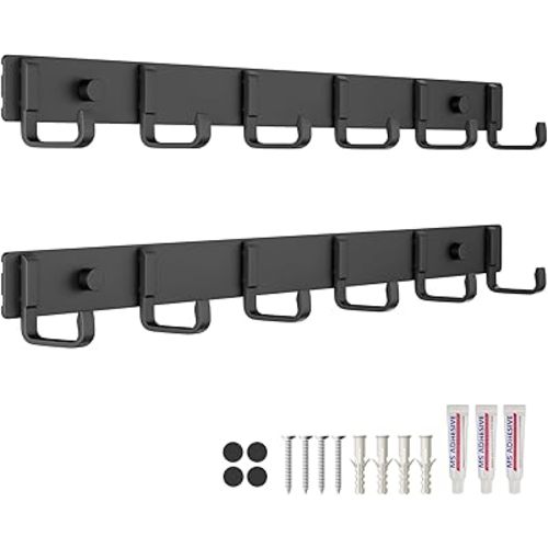 Wall Mount Coat Rack(2-Pack) 6 Hanging Hooks Entryway Bedroom Bathroom Kitchen for Coat Hooks,Glue Installation Does Not Require Drilling