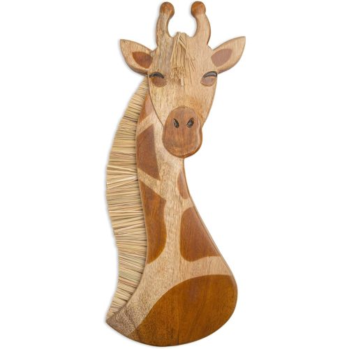 Crane Baby Handmade Wooden Safari Wall Decor, Wood Animal Wall Art for Nursery and Gender Neutral Safari Room Decor, Giraffe, 21" x 8"