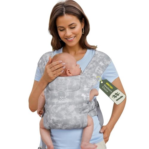 Newborn Carrier, Baby Carrier, Cozy Baby Wrap Carrier(7-25lbs), with Hook&Loop for Easily Adjustable, Soft Fabric, Tie Dye Grey