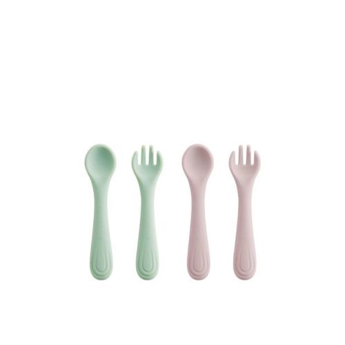 Bc Babycare Baby Fork and Spoon 4pcs Toddler Self Feeding Utensils Silicone Flatware Sets