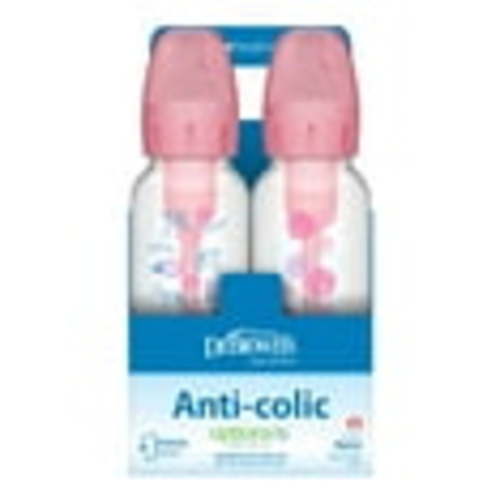 Dr. Brown's Natural Flow Anti-Colic Options+ Narrow Baby Bottle, Pink Floral, 8oz, 0m+, 4 Pack