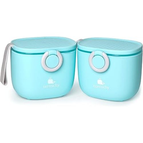 Termichy Baby Formula Dispenser, Portable Milk Powder Dispenser Container with Carry Handle and Scoop for Travel Outdoor Activities with Baby Infant, 8.8OZ, 0.55LB, 250g (Blue-2pack)