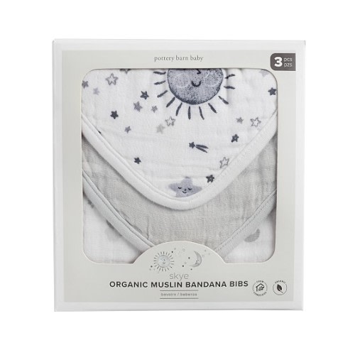 Skye Organic Muslin Drool Bib Set | Pottery Barn Kids