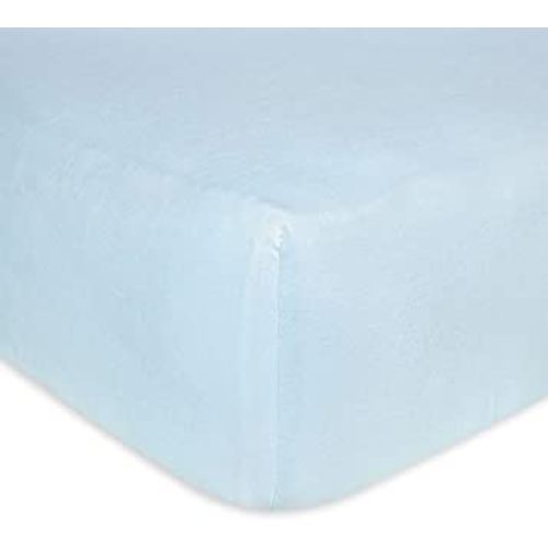 Burts Bees Baby Solid Fitted Crib Sheet Organic Cotton BEESNUG - Sky Blue, Fits Unisex Standard Bed and Toddler Mattress, Infant Essentials, 28 x 52 x 5.5 Inch 1-Pack