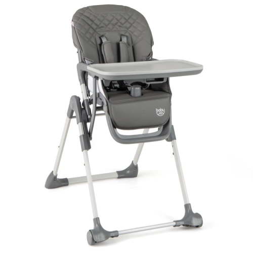 Kadyn Baby Highchair, High Chairs,Toddler Chair, Foldable High Chair with Footrest and Detachable Tray-Gray