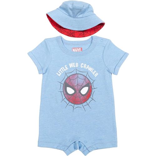 Marvel Spider-Man Baby Romper and Bucket Sun Hat Newborn to Infant