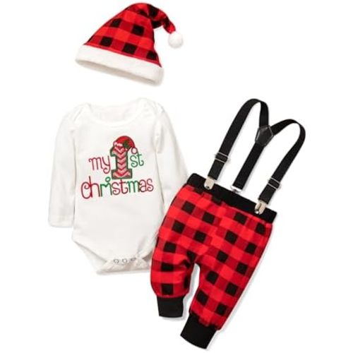Baby Girl Boy Christmas Outfit My 1st Christmas 0-18 Months Infant Clothes 4 Pcs Set