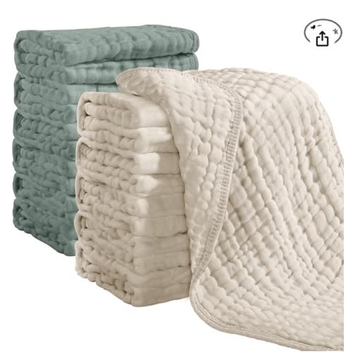 Looxii Muslin Burp Cloths 100% Cotton Muslin Cloths 12 Pack