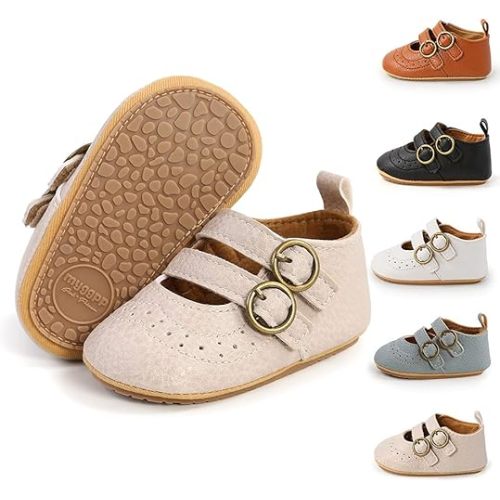 Meckior Infant Baby Girls Soft Sole Bowknot Princess Wedding Dress Mary Jane Flats Prewalker Newborn Light Baby Sneaker Shoes