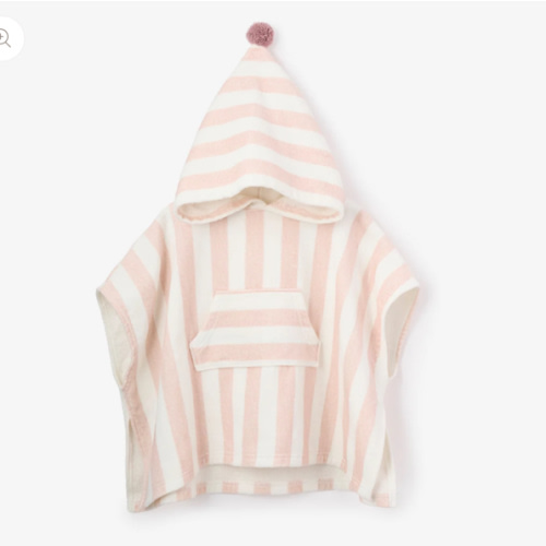 Pink Stripe Hooded Terry Poncho – Elegant Baby