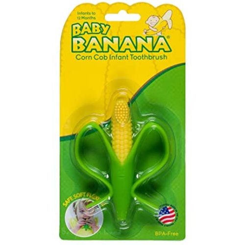 Baby Banana - Corn Cob Toothbrush, Training Teether Tooth Brush for Infant, Baby, and Toddler Green/Yellow Cornelius