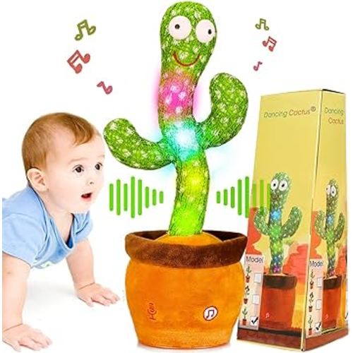 Baby Dancing Cactus for Baby Toys Boys Girls, Dancing Cactus Mimicking Toy Talking Cactus Toy 6 to 12 Month Old Baby Toys, Talking Imitation Toys Glowing Musical Toys Children's Educational Toys