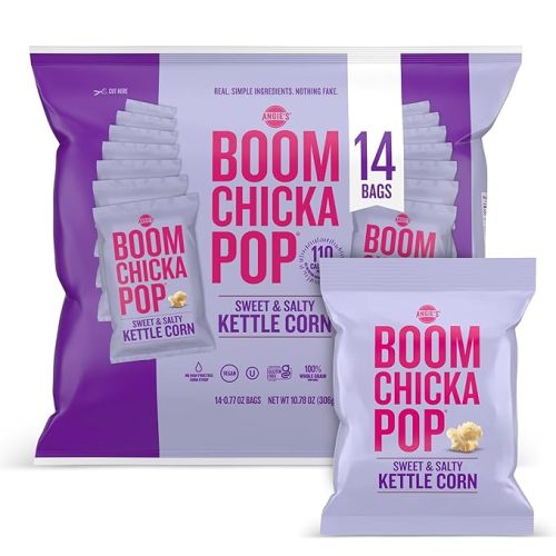 Angie's BOOMCHICKAPOP Sweet & Salty Kettle Corn Popcorn, Individual Bag, 14-Count