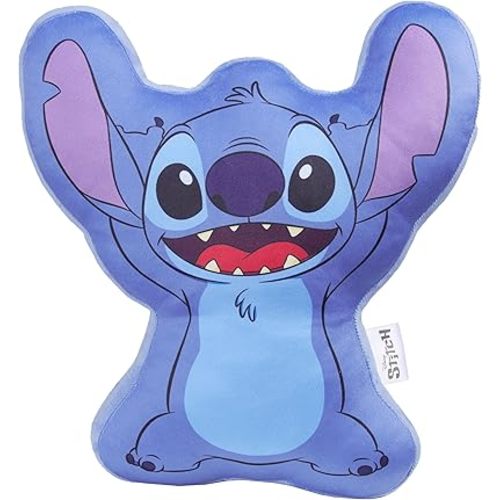 Disney 3D Plush Pillow Cushions for Bed Kids Throw Pillows Bedroom Accessories Travel Nursery Soft Feel Decorative Cushion Stitch Gifts for Kids (Blue Stitch, L13.38 x W12.59)