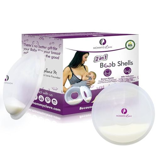 Mommyz Love Breast Shells & Milk Catcher for Breastfeeding No Plugs - Breast Milk Catcher to Relieve & Protect Cracked Sore & Engorged Nipples - Breast Shells Milk Collector for Leaking Milk (2 Pack) - Original - Original - 2 Pack