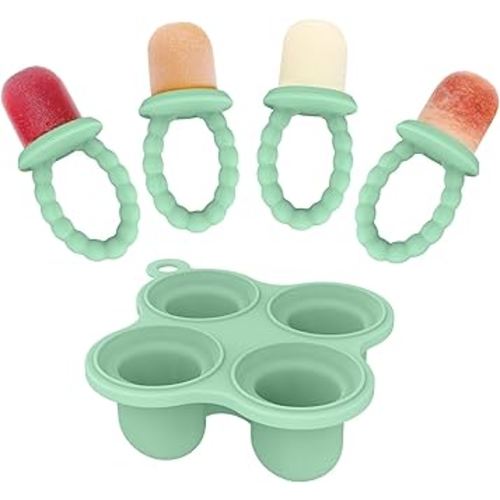 Baby Ice Lolly Mould, Silicone Petite Pops, Baby Popsicle Mold Set Tiny Pops and Teether for Infants 4+ Months Teething Relief, Baby Essentials
