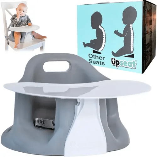 Upseat – The Original Ergonomic Baby Floor & Booster Seat with Tray, Developed with Physical Therapists for Upright Posture & Healthy Hip Development, 4–24 Months, Dishwasher-Safe Extra-Large Tray