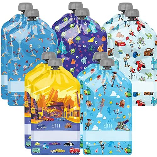 Simple Modern Disney Pixar Reusable Baby Food Pouches for Toddlers | BPA Free Plastic, Food Safe, Freezer Safe | Refillable for Applesauce Yogurt & Puree Squeeze Pouch | 10 pack | 5oz | Pixar