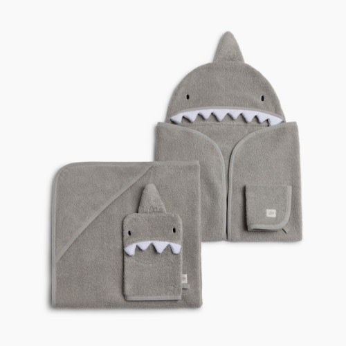 Tiny Kind Cozy Critter Organic Bath Time Set 4 Piece - Shark, 0-24 M