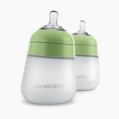Nanobebe Flexy Silicone Baby Bottle - Sage, 9 Oz, 2