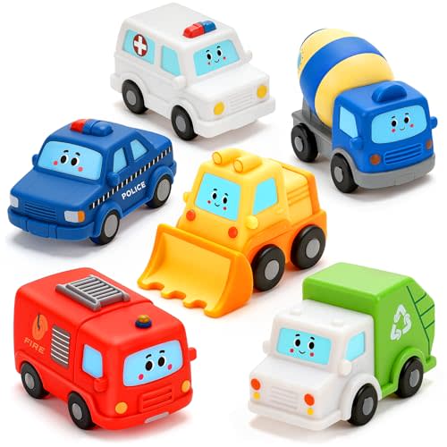 6 Pack Baby Bath Toys for Kids Ages 1-3, No Hole Vehicle Floating Bath Tub Toys for Toddlers 1 2 3 4, Mold Free Bathtub Toys Water Pool Toys for Boys Girls Gift