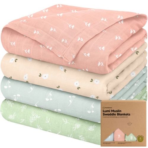 KeaBabies 4pk Muslin Swaddle Blankets for Baby Boys, Girls - Organic Baby Blankets, Swaddles for Newborns