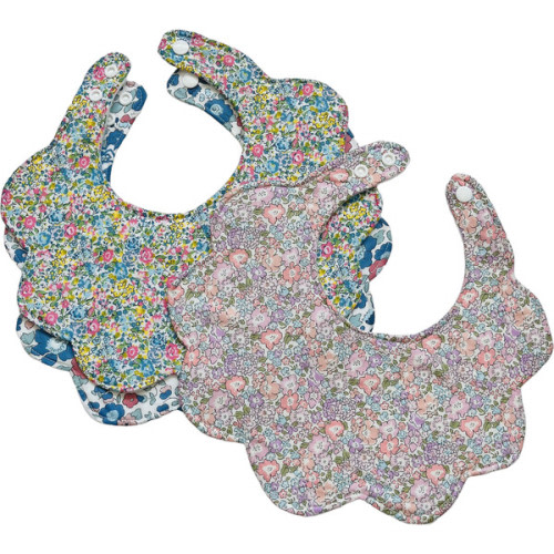 Liberty of London Scallop Baby Dribble Bib, Pack of 3, Floral Fabric - My Little Shop UK | Maisonette