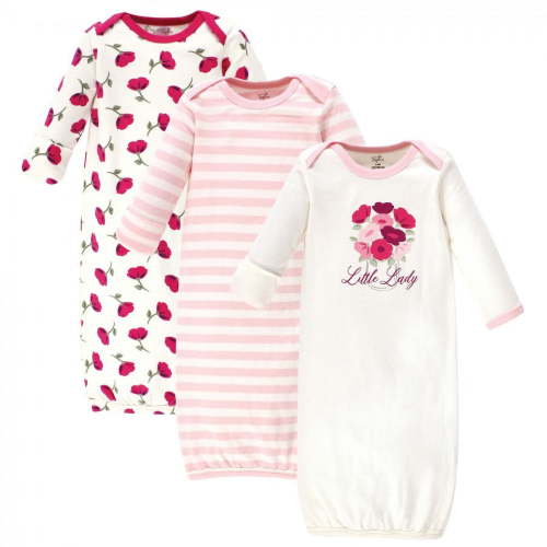 Touched by Nature Infant Girl Organic Cotton Gowns, Petals, Preemie-Newborn