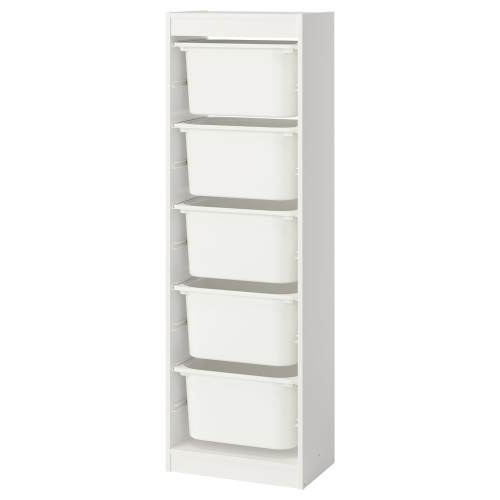 TROFAST Storage combination with boxes - white/white 18 1/8x11 3/4x57 1/8 "