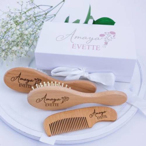 Forever Personalized0 Wooden Baby Hair Brush