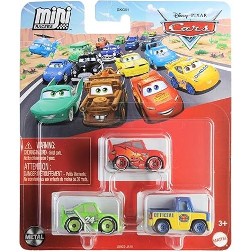 Disney Cars Mini Racers 3-Pack: Lightning McQueen, Vitoline #24 Brick Yardley, Dexter Hoover