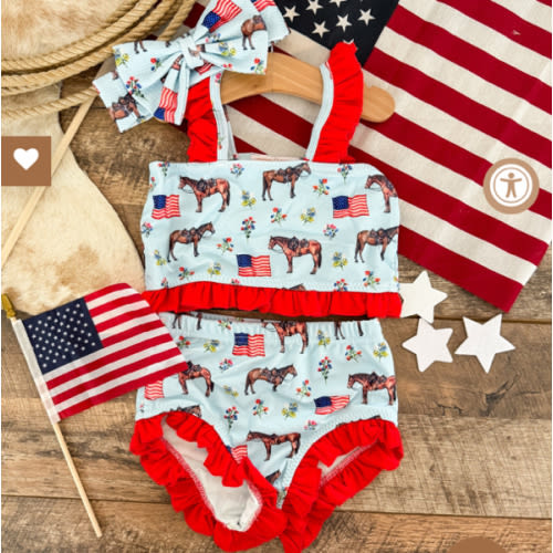 American Cowgirl Red Ruffle: Two-Piece Swimsuit
