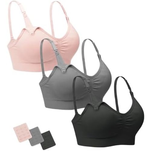 Stelle Nursing Bras Maternity Bra for Breastfeeding Pregnancy Wireless Bralette with Pads, Extenders & Clips