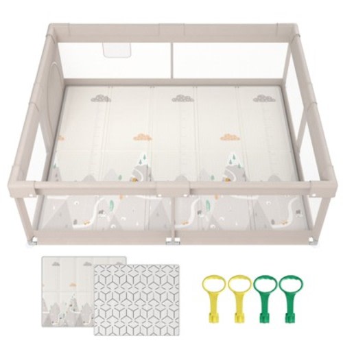 Fodoss 59x71in Baby Playpen with Mat – Safe Activity Center & Fence for Babies and Toddlers, Indoor & Outdoor Use