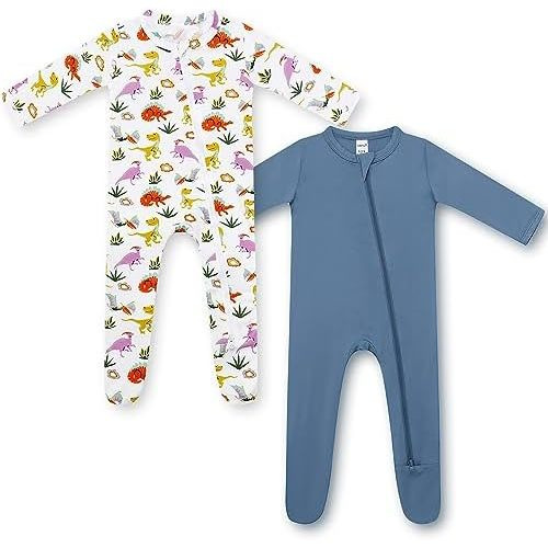 HAPIU Rayon from Bamboo Baby Footed Pajamas, 2 Way Zipper YKK, Footie for Baby Boy Girls, Newborn-24 Months