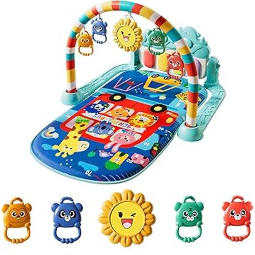 Alive Lovely Baby Gyms Play Mats, Musical Activity Center Baby Piano Gym Mat, Music and Lights Tummy Time Padded Mat for Newborn Newborn 0 to 3 6 9 12 Months
