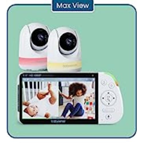 Babysense 5.5” 1080p Full HD Split-Screen Baby Monitor, Video Baby Monitor with Camera and Audio, PTZ Camera, RGB Night Light, 1000ft Range, Two-Way Audio, 4X Zoom, 5000mAh Battery - 5.5 inch