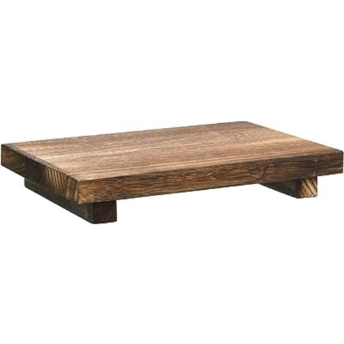 Wood Riser Tray Soap, Stand Soap Tray for Kitchen Sink, Wood Pedestal for Kitchen Counter Sink Stand Decorative Rustic Bathroom Dishes for Plant Bottles Candles Display (Brown, 12 x 7 Inch) : Home & Kitchen
