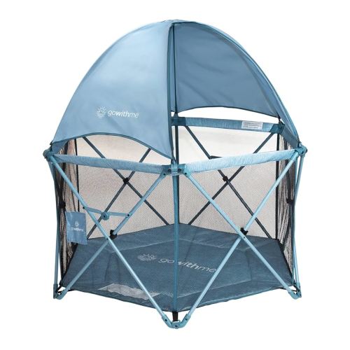 Baby Delight Go with Me Eclipse Deluxe Portable Playard | Playpen | Sun Canopy | Indoor and Outdoor | Ultra Padded Nylon Floor | Blue Wave