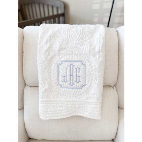 Personalized Embroidered Heirloom Quilt | Elegant Font | Custom Name/Monogram| Baby Shower Gift | Monogrammed Baby Blanket | Newborn Gift