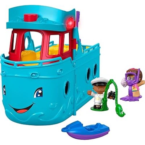 Fisher-Price Little People Toddler Toy Travel Together Friend Ship Musical Playset with 2 Figures for Pretend Play Kids Ages 1+ Years
