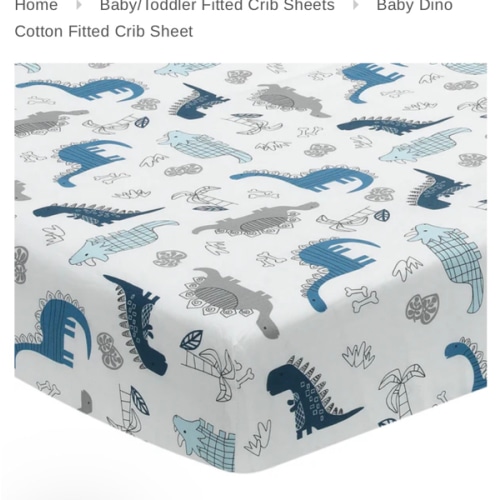 Baby Dino 100% Cotton Blue/White/Gray Dinosaur Fitted Crib Sheet – Lambs & Ivy